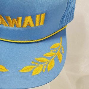 Hawaii Vintage Trucker Hat Blue Gold SnapBack Cap Hawaiian Headwear mesh back